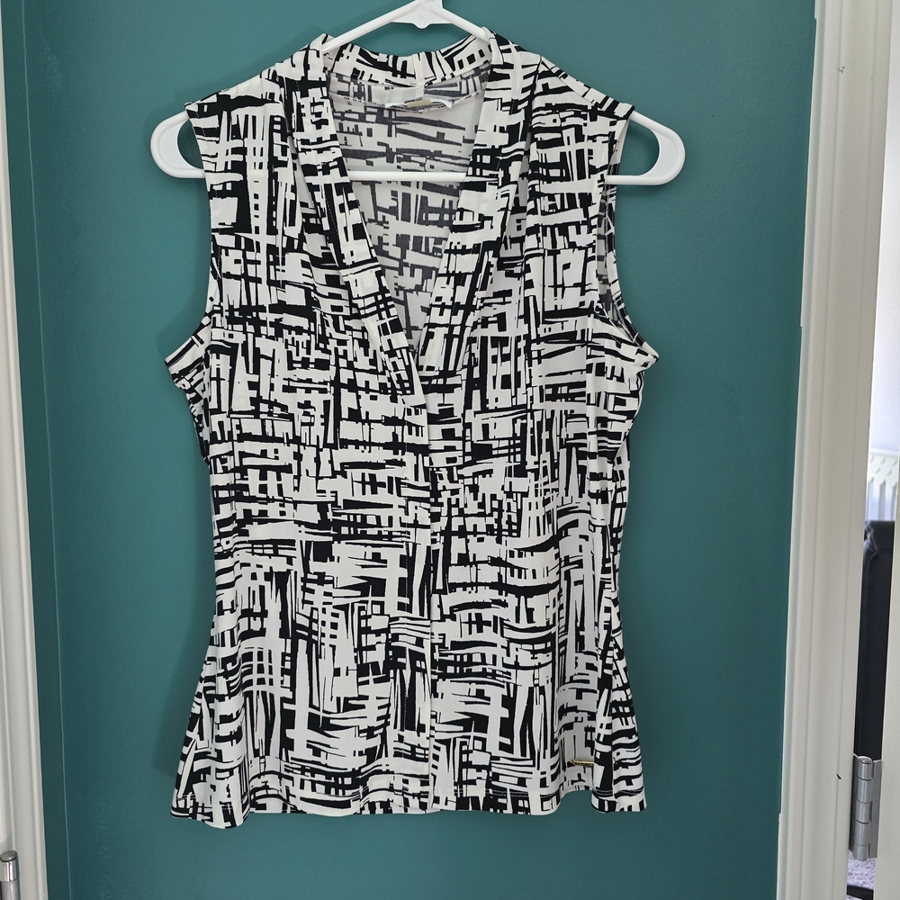 Calvin Klein Black and White Geometric Blouse